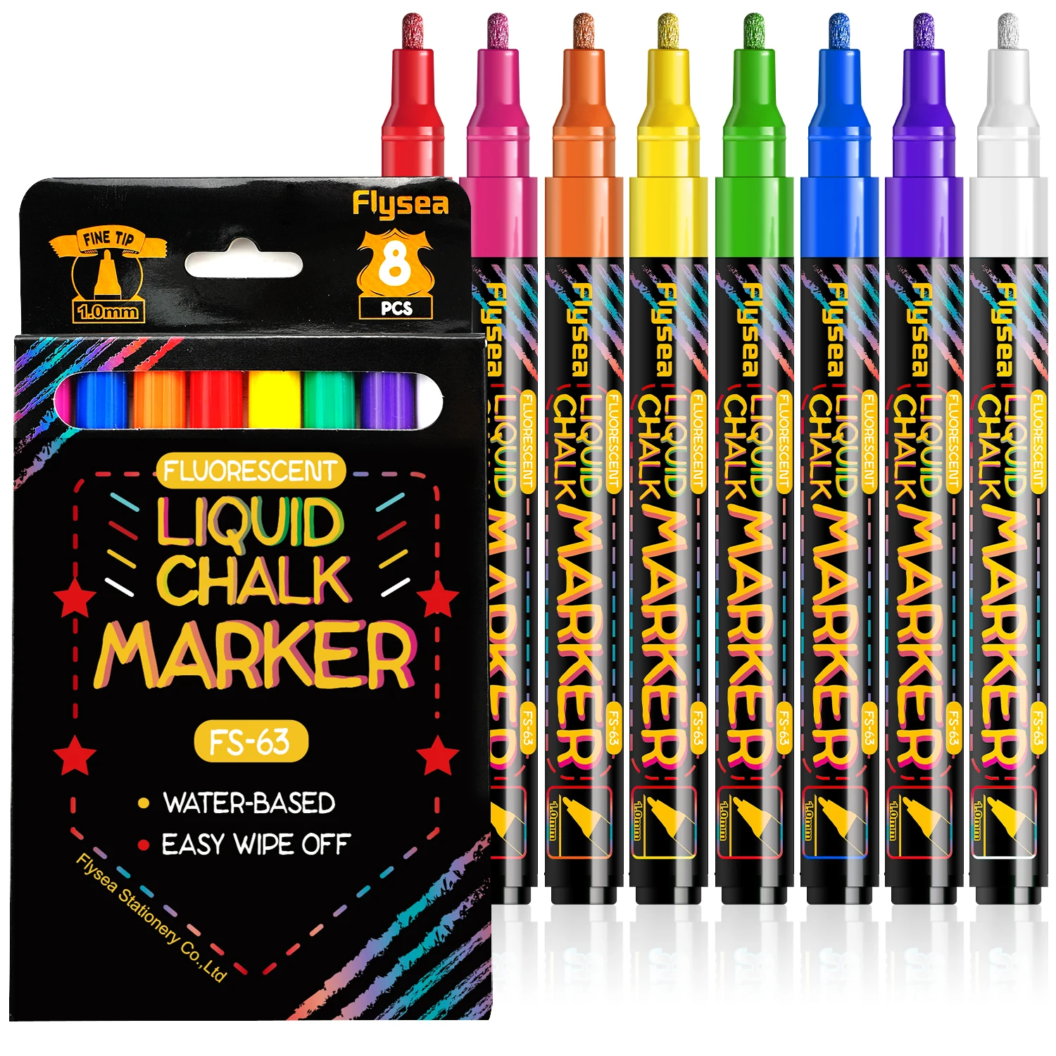 12/8 Kleurrijke vloeibare krijtstiften - 1,0 mm dikke punt, droog uitwisbare stiften, levendige kleuren, uitwisbaar, voor whiteboards, schoolborden, ramen, glas, autoramen