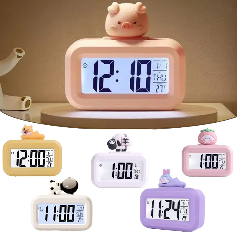 Cartoon Music Stopwatch for Studying Time Management Date Countdown Timer Digital Table Clocks Reminder Desktop Alarm Clock