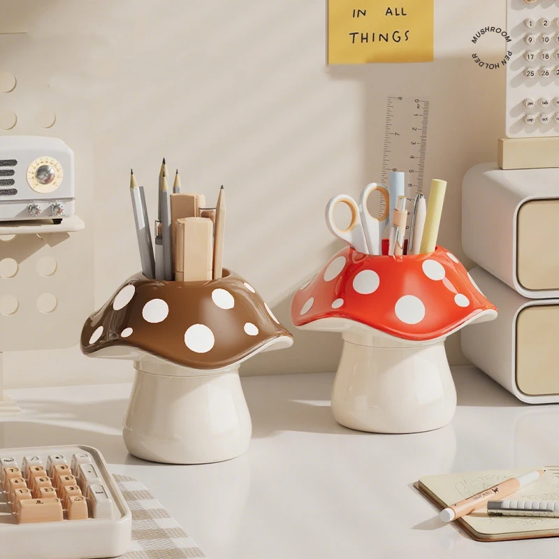 

​Mushroom Shape Storage Box - Multifunctional Desktop Organizer For Stationery Pen Holder Makeup Brushes Office Desk Storage Box