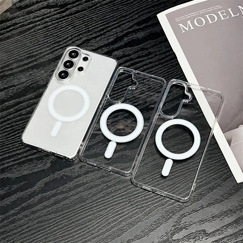 Original Magsafe Magnetic Case for Samsung Galaxy S26 S25 S24 S23 S21 FE S22 Ultra Plus Wireless Charging Acrylic Back Cover