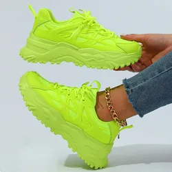 Zapatillas de correr de malla fluorescente para hombre y mujer, zapatos deportivos ligeros, transpirables, a la moda, color verde, gran oferta