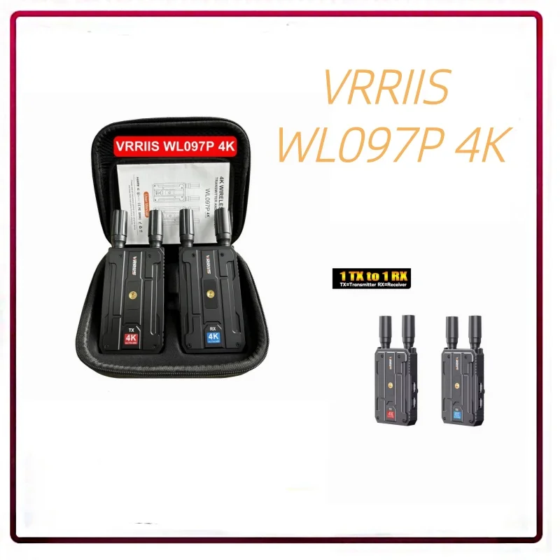 VRRIIS WL097P 4K Wireless Transmission Audio Video Transmitter and Receiver Dual HDMI Extender 400m Support Battery Camera 8 TV