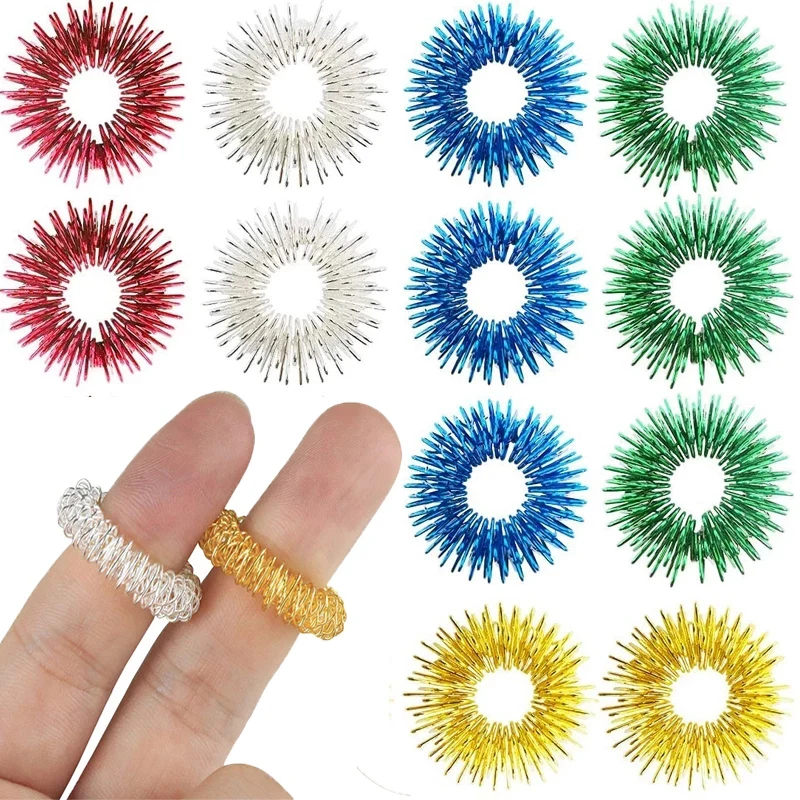 Sensory Fidget Rings Anxiety Stress Relief Toys Massager Acupressure Therapy ADHD Products For Adults Children Novelty Gift