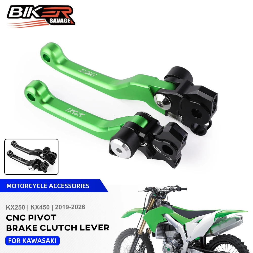

KX450 2026 Pivot Bike Clutch Brake Handle For Kawasaki KX250 KX450 2019-2025 Motorcycle Dirt Pit Bike Front Control Handles