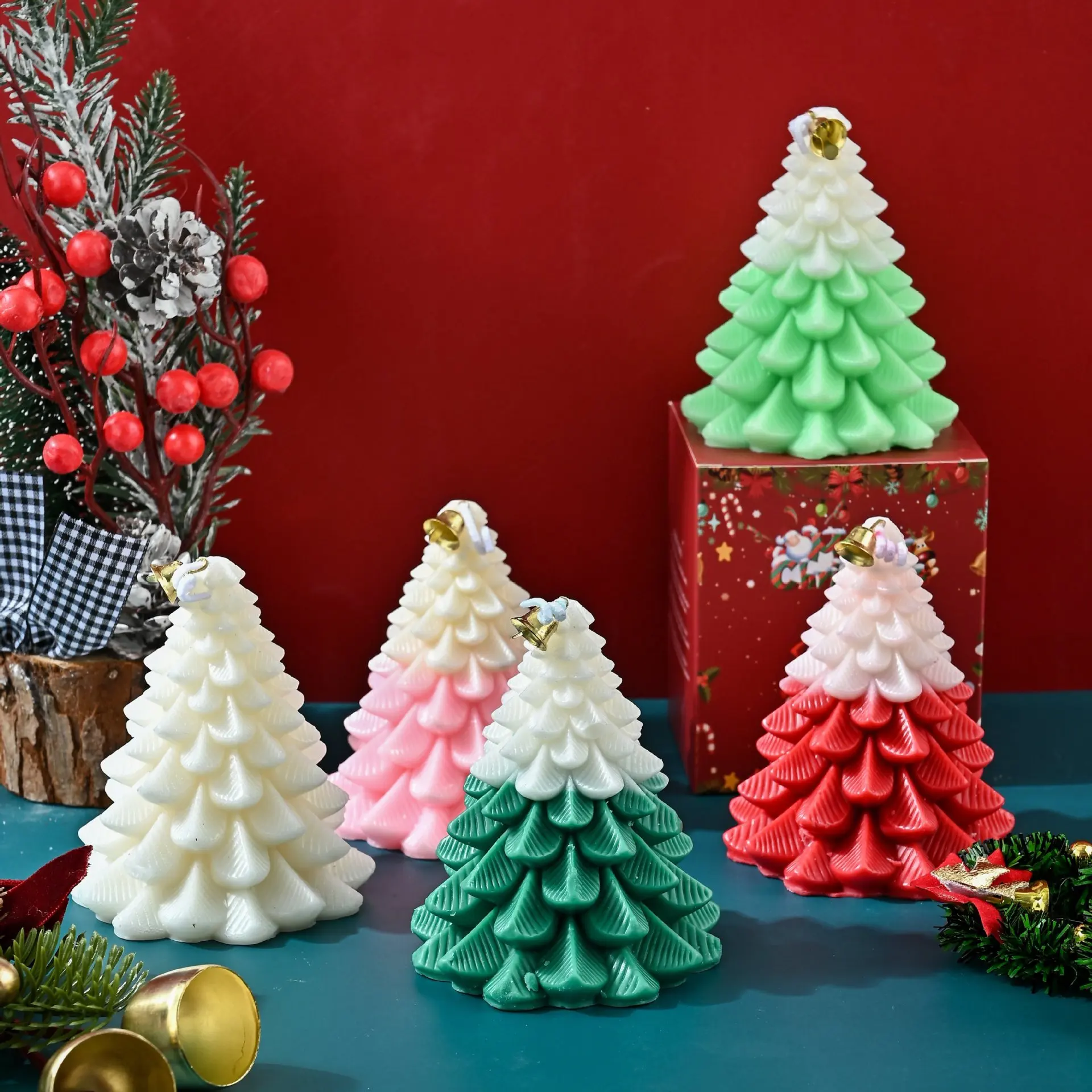 DIY Christmas Tree Fragrance Candle Gifts Handmade Aroma Candle Plaster Xmas Decoration Candle Supplies For Home Office Ornament