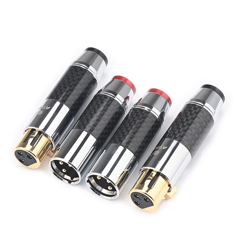 

Hi-end 4PCS Hifi XLR Plug Carbon Fiber Gold Plated XLR Cable Male and Female Connector for Audio Cable DIY