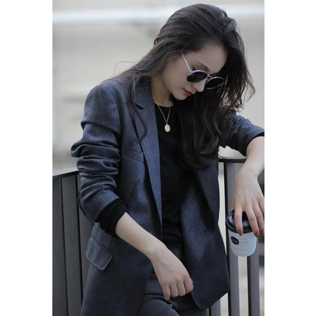 

Women's High-End Silhouette Suit Jacket Autumn New Style Accessible Luxury Chic Elegant Draped Work Clothing Professional