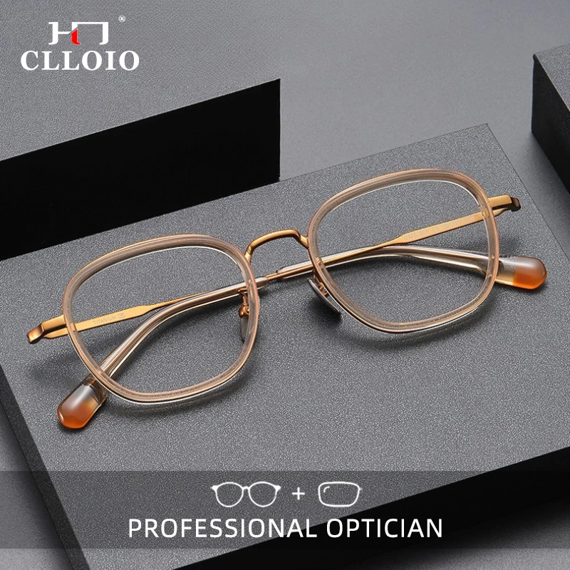 

CLLOIO Vintage Ultralight Titanium Hypoallergeni Reading Glasses Anti Blue Light Myopia Glasses Progressive Prescription Eyewear