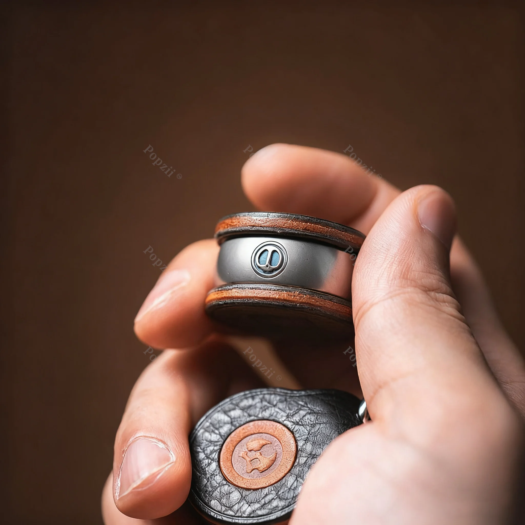 LAUTIE Custodia in pelle magnetica per meccanico I Ring Fidget Spinner Punta delle dita Giroscopio Agitarsi giocattolo Gadget antistress Giocattoli per l'ansia