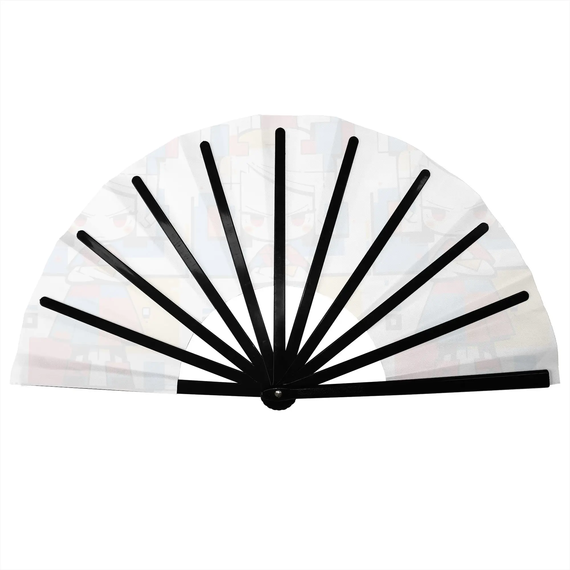 Custom Mondrian Girl Portable Pocket Fan Outdoor Plaid Abstract Art Polyester Folding Fan Chinese Dance Handheld Cooling Fans