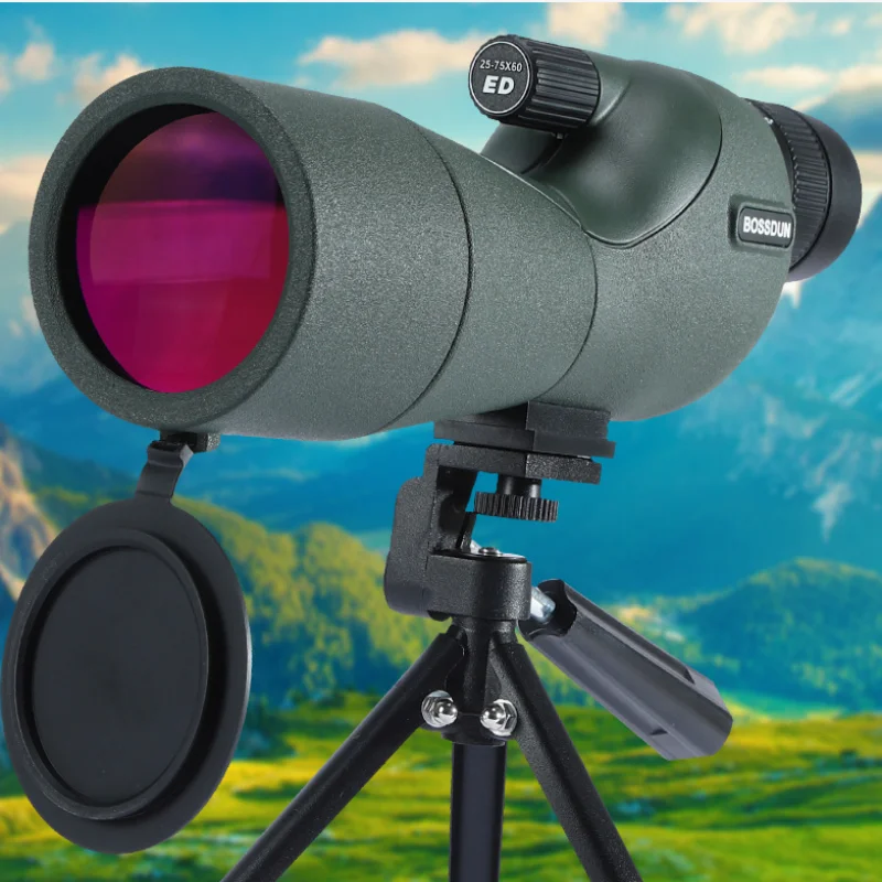 25-75x60 HD Spotting Scope Powerful Monocular Zoom Telescope Waterproof Professional level moon and bird watching mirror