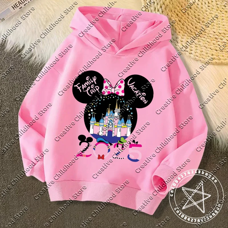 Disneyland Fashion Trip Vacation Clothes Caricature Hoodie Children Top Cartoons Disney Kawaii 2025 Girl Clothes Boy Disney Kids