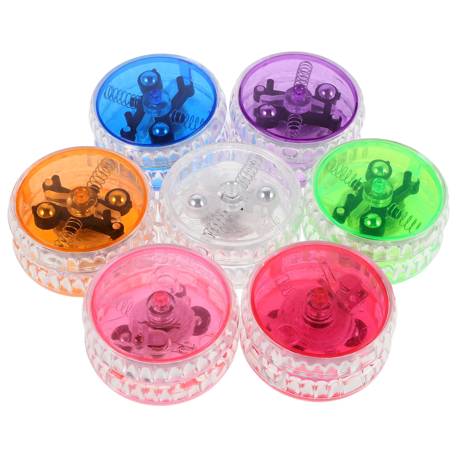7pcs Glow Balls LED Light Smooth Spinning Lightweight Plastic Trick Toys for Kids Vibrant Colors Outdoor Party for Children