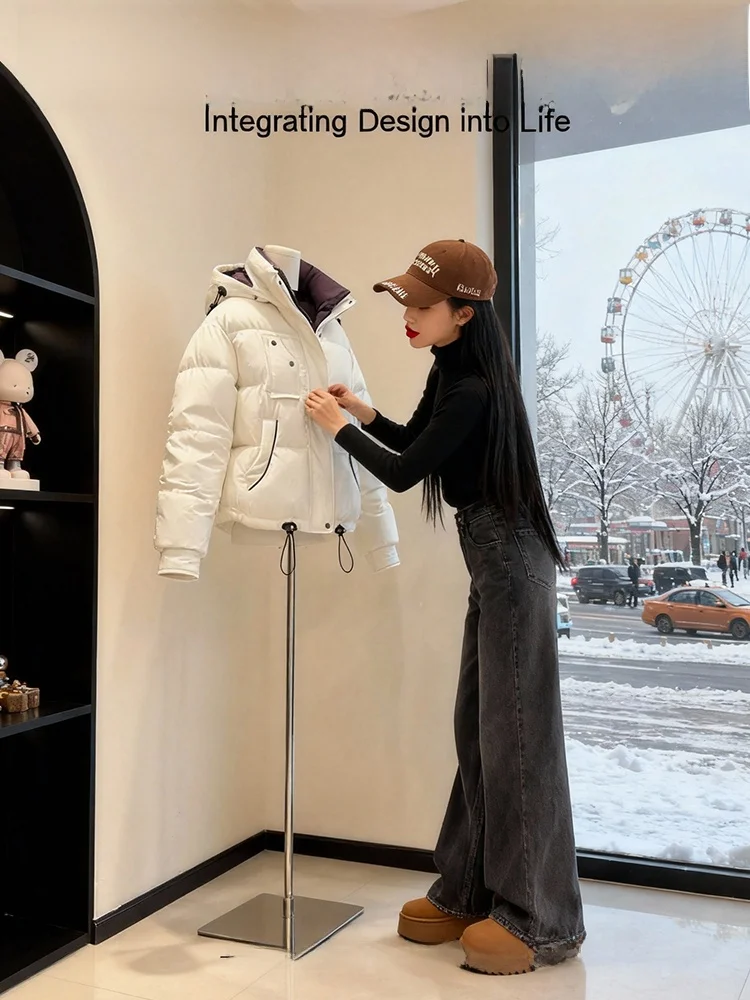 Korean Sle Commuter Thiened Warm Zipper down Cotton Jaet Women's Winter Lazy Sle Anti-Aging Outerwear Coat