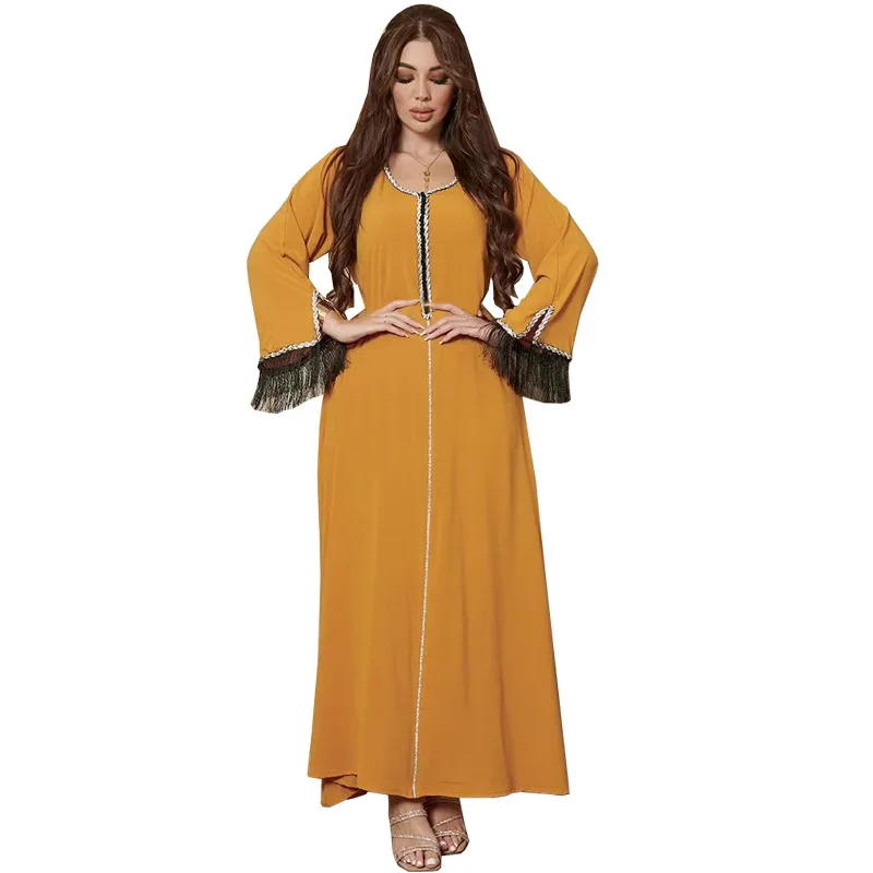 

2024 New Eid Muslim Dress Women Abaya Middle East Dubai Muslim Fashion Long Dresses Jilbab Hijab Robe Ramadan Islam Clothing