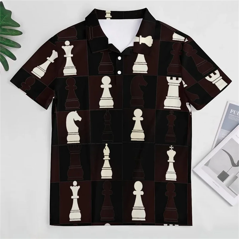 Chess King 3D Print Polo Shirts For Men Clothes Fashion Sport Contest Club POLO Shirt Professional Team Player Short Sleeve Tops