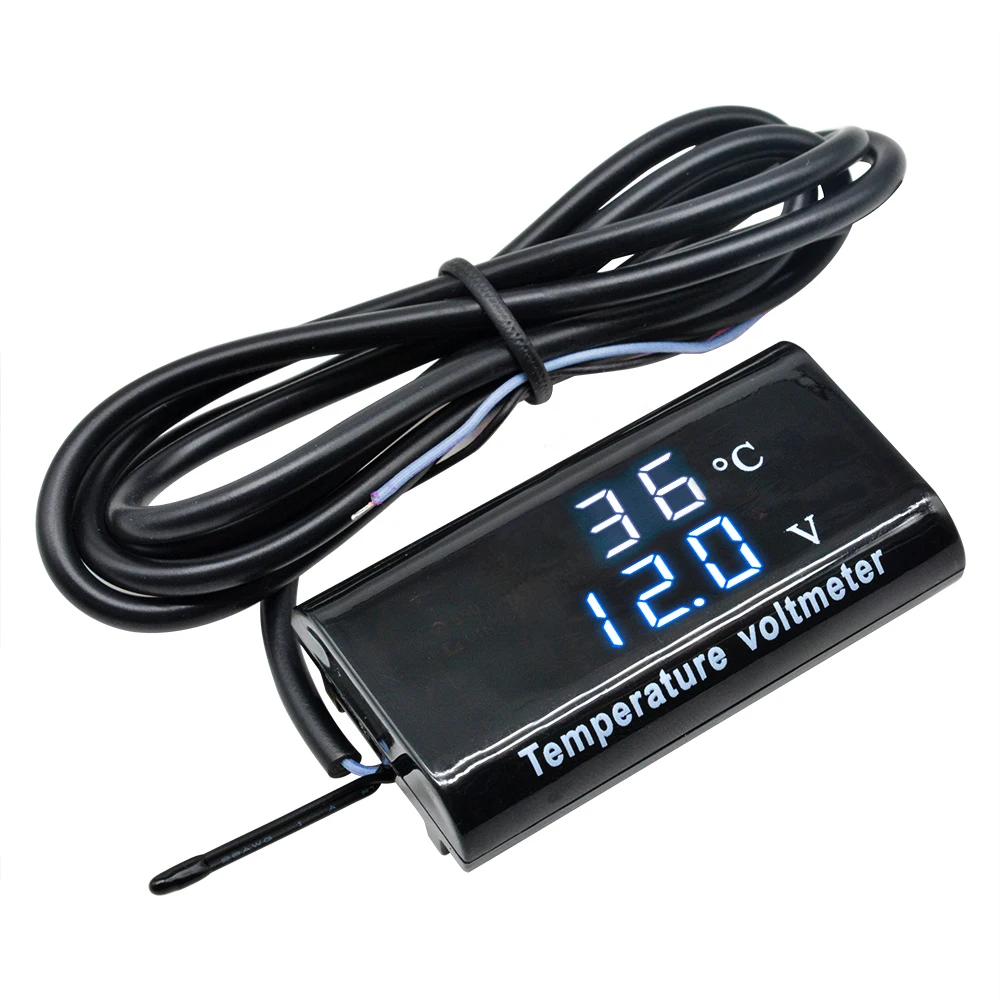 DC 8V-18V LED Digital IPX6 Waterproof Temperature Voltmeter Meter 0.28 inch Voltage Tester Detector For Motorcycle Car Battery