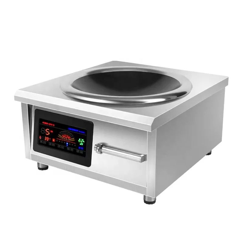Newest 8000W Power Commercial Kitchen Induction Cooker Flat Concave Surface Desktop Standing Dual-use With Large Display Screen