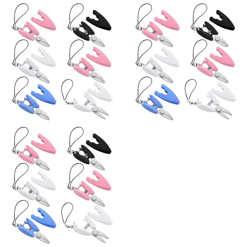 Limited Stock-FF 18 Pcs Mini Small Scissors Keychain Set With Cover Travel-Sized Portable Snips For Travel, Sewing, Crafts And Y