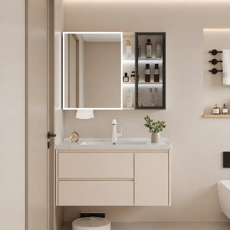 Bathroom Cabinet with Ceramic Integrated Basin and Toilet Drawer Wash Basin Face Wash Basin Combination Honeycomb Aluminum