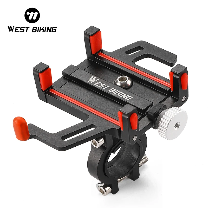 WEST BIKING Phone Holder Motorcycle E-Bike Mobile Phone Holder 360° Flip Aluminum Alloy Five Claws Mechanical Bicycle Bracket