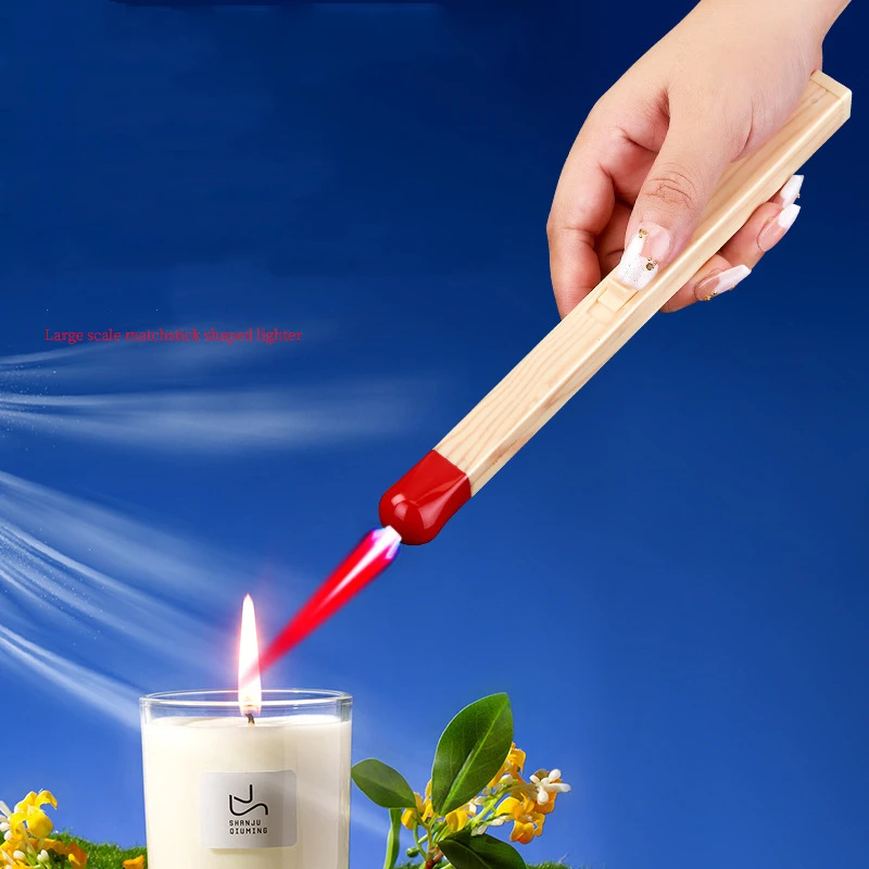 New Gradient Extra Long Match Inflatable Lighter Windproof Spray Butane Torch Portable Moxibustion Kitchen Outdoor Lighter