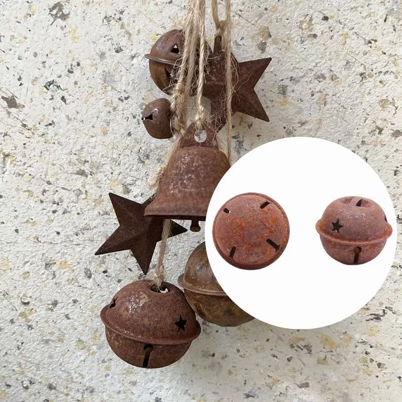 98 pcs Distressed Jingle Bells, DIY Craft Material, Clear Bell Sound, Vintage Rusty Finish, Multipurpose