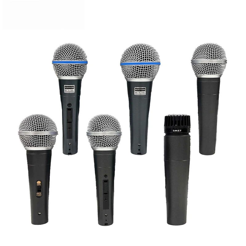 

58, проводной динамический микрофон, звуковая карта, оборудование для прямой трансляции для домашних компьютеров, караоке, сценический аудиоусилитель, портативный микрофон