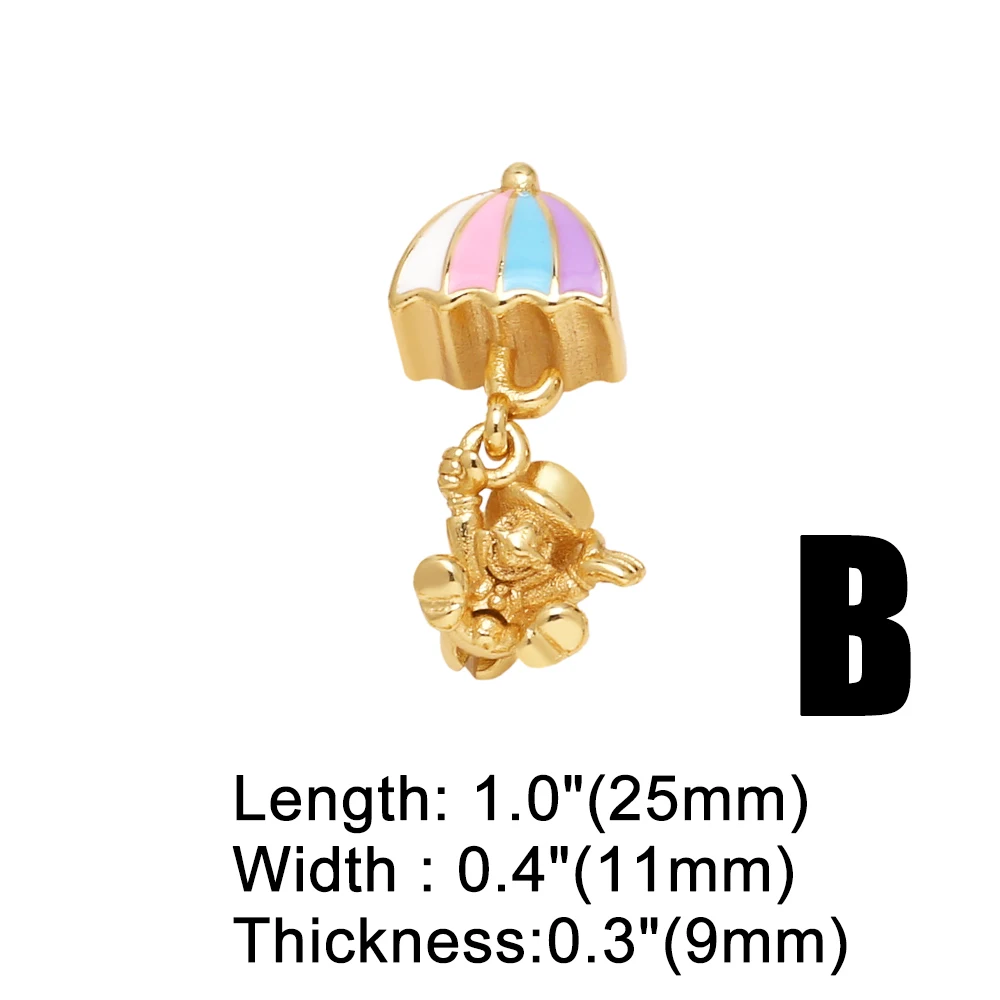 OCESRIO Passport Airplane Pendant for Necklaces Copper Gold Plated Hot Air Balloon Large Hole Jewelry Making Supplies pdtb766