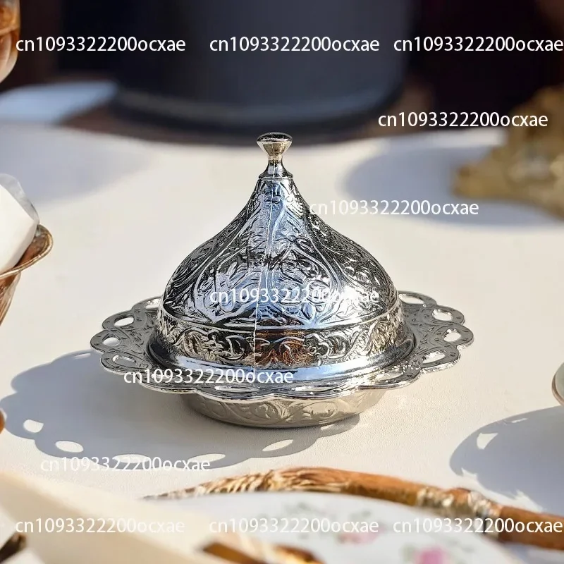 Turkey Imported Large Sugar Box Silver Court Style Exquisite Coffee Sugar Jar Dessert Nut Afternoon Tea