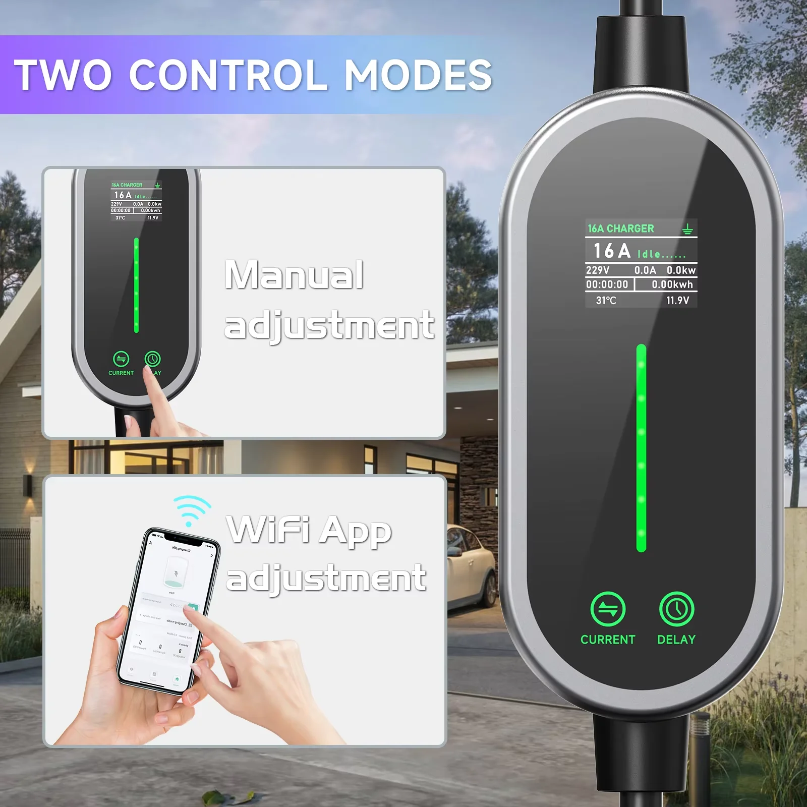 AFEEV 7KW 32A 1 المرحلة المحمولة شاحن سيارات كهربائية Type2 EVSE كابل شحن سريع Wallbox CEE التوصيل واي فاي APP بلوتوث التحكم