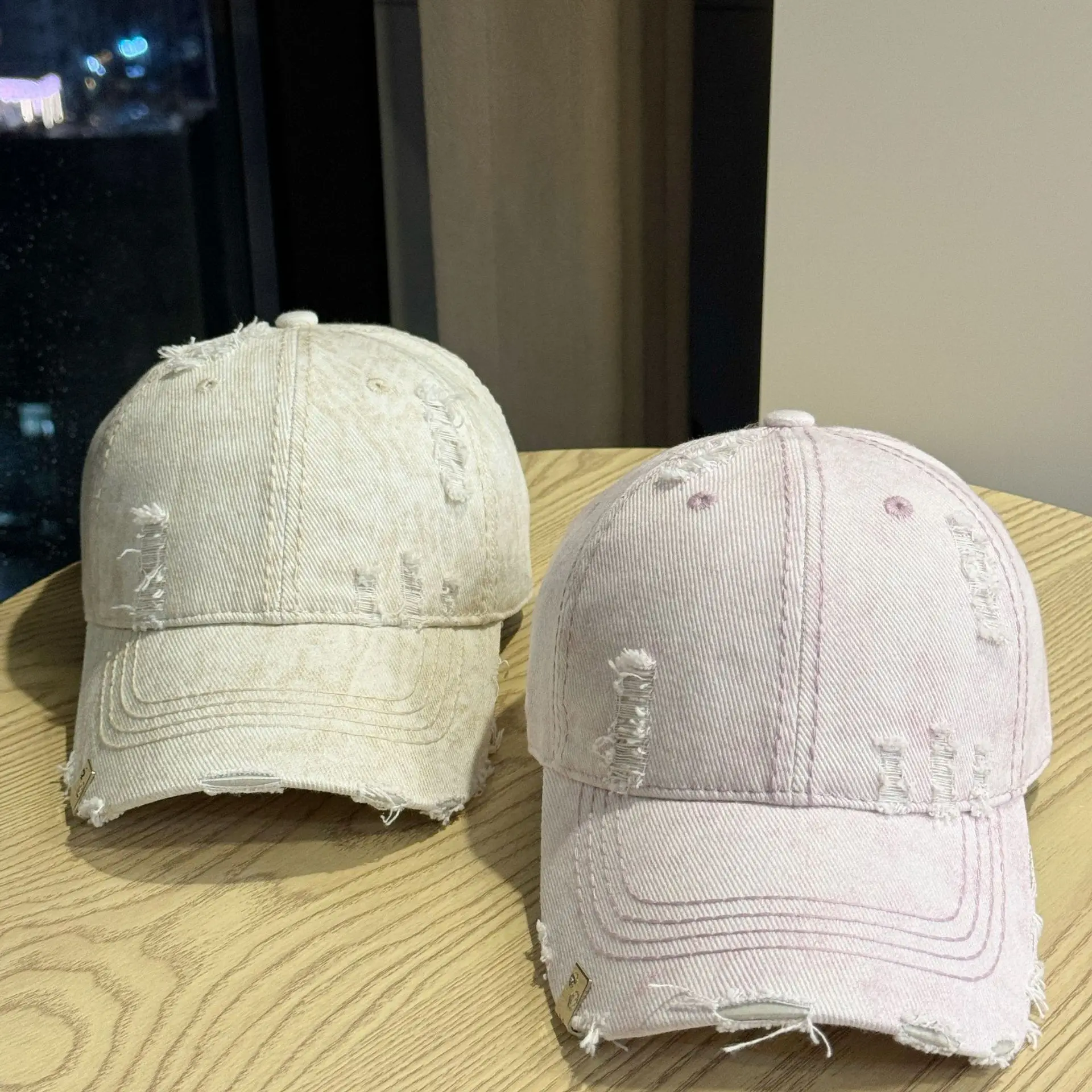 قبعة بيسبول قديمة ممزقة من قماش الدنيم للسيدات صيفية كاجوال وجه صغير مغسول قبعة رجالية واقية من الشمس متعددة الاستخدامات