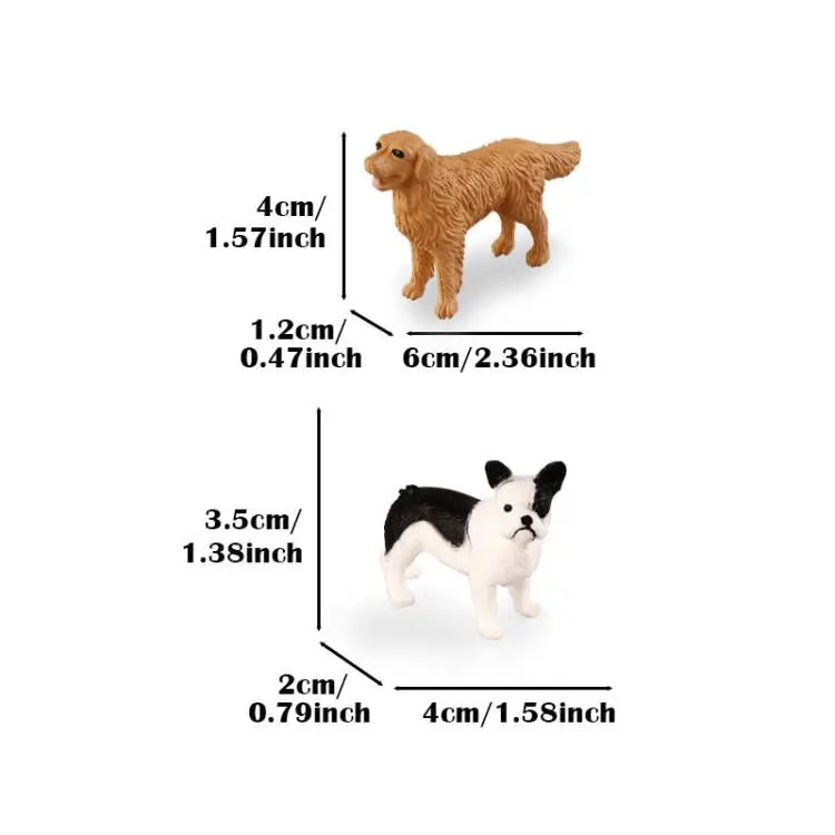 Simulação Farm Dogs Pet Figurines, Pug Teddy Beagle Dachshun Modelo, Figuras de Ação, Decoração de Casa Bonito, Kids Toy Presentes, 12Pcs
