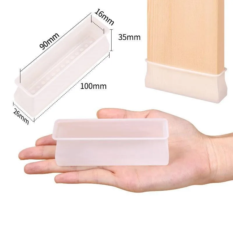 4pcs Anti slip chair leg caps Rectangular silicone feet cover for wood sofa table bed stopper furniture foot Floor Protector Pad