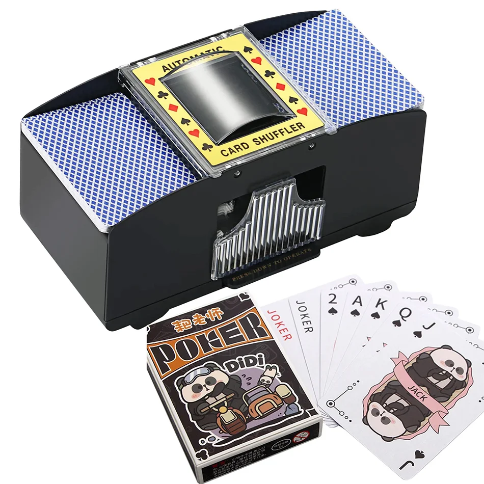 Family Gathering Card Game Shuffling Machine Powered by USB Battery, 1/2 Pair Electric Poker Shuffling Machine,  cards