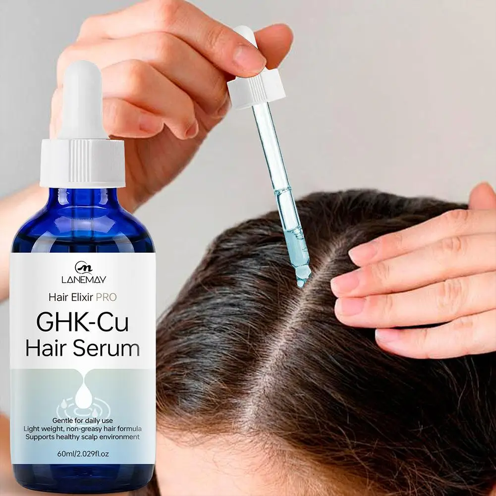 60ml GHK Cu Copper Peptide Hair Serum Hair Deep Nourishment Fast Absorbing Moisturizing Strengthen Roots Non Greasy