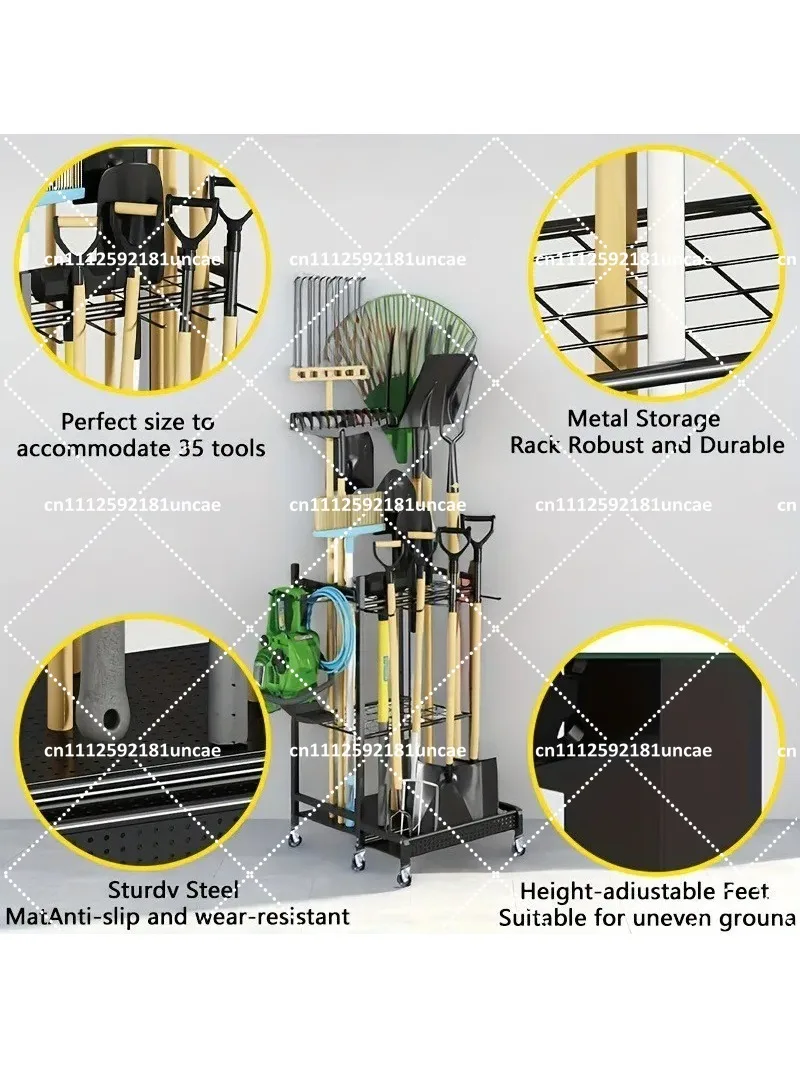 Garden Tool Organizer, Stable Utility Rack for Rakes and Shovels, Easy Install Garage Storage