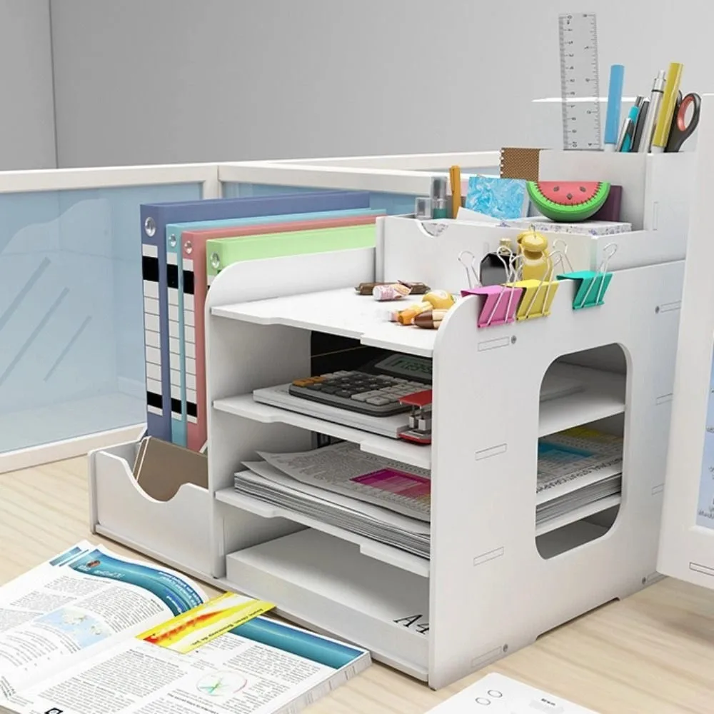 Large Capacity File Storage Rack Thickened Multi-Layer File Sorter Space Saving Partition Design File Holder Library