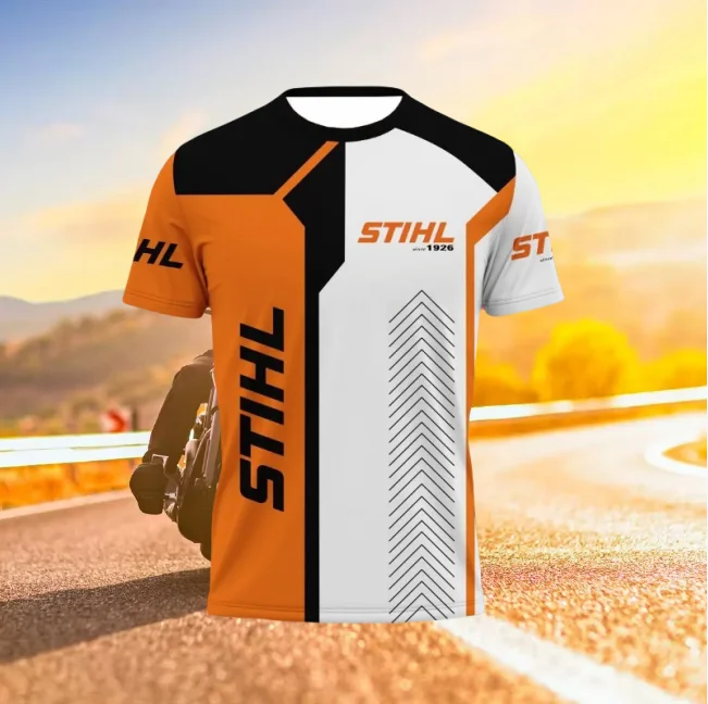 

Новая мужская быстросохнущая футболка с принтом STIHL, удобная дышащая футболка для спорта и отдыха, впитывающая пот, гоночный топ с короткими рукавами