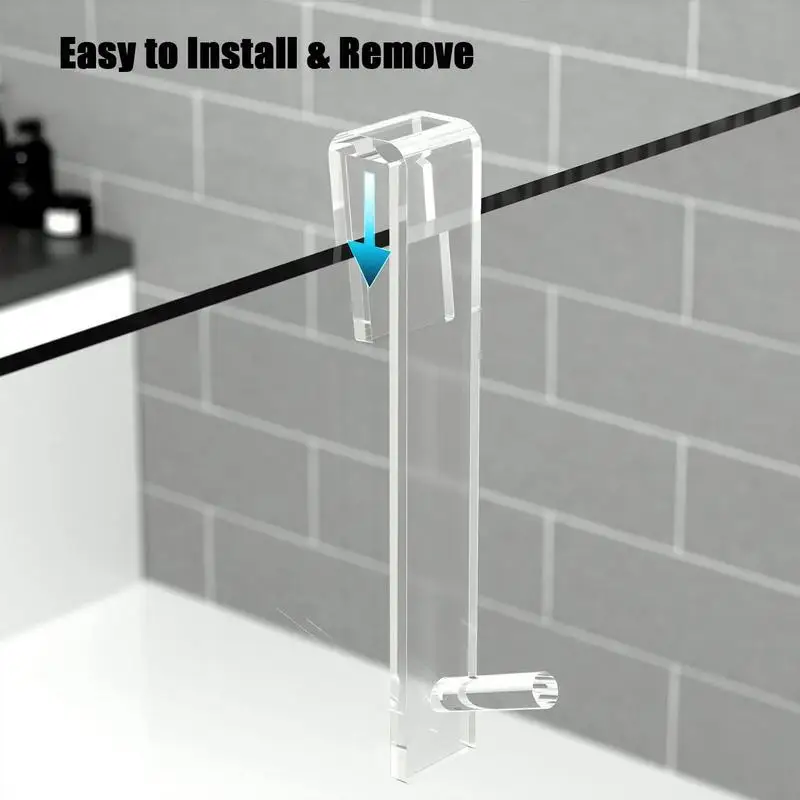 Acrylic Bathroom Hooks Shower Door Hook Over Glass Door Towel Rack Punch-Free Bathrobe Hanger Transparent Towel Holder Shelf