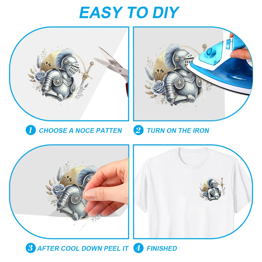 9 Pcs Knight Armor Iron on Transfers Hoodie DIY Crafts Transfers Sticker On Clothes iron on decals Iron on Decals for T Shirts view 6