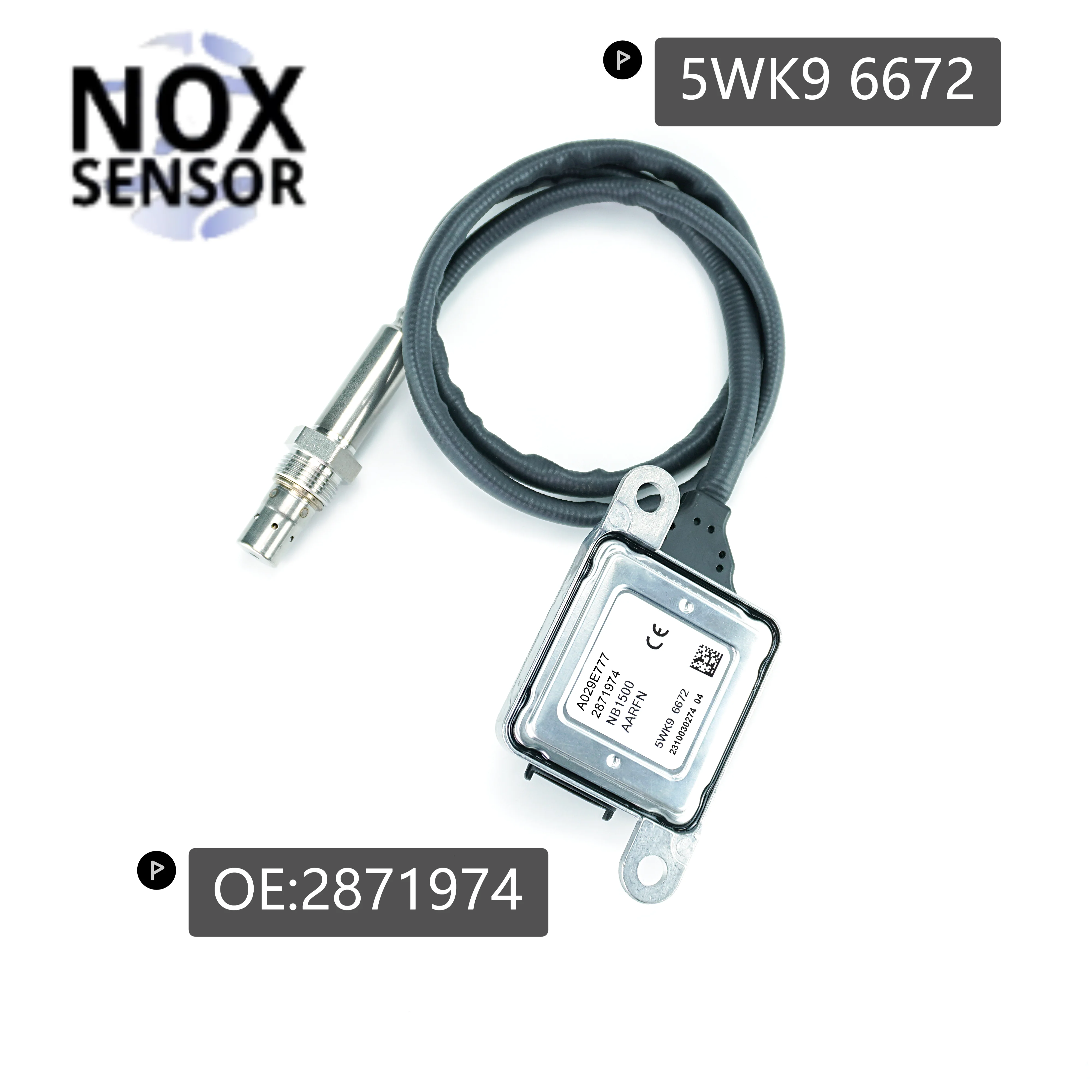 5WK96672 High Quality 12V Nitrogen Oxygen Sensor NOx Sensor 5WK9 6672 A029E777 2871974 Fit For Cummins Trucks