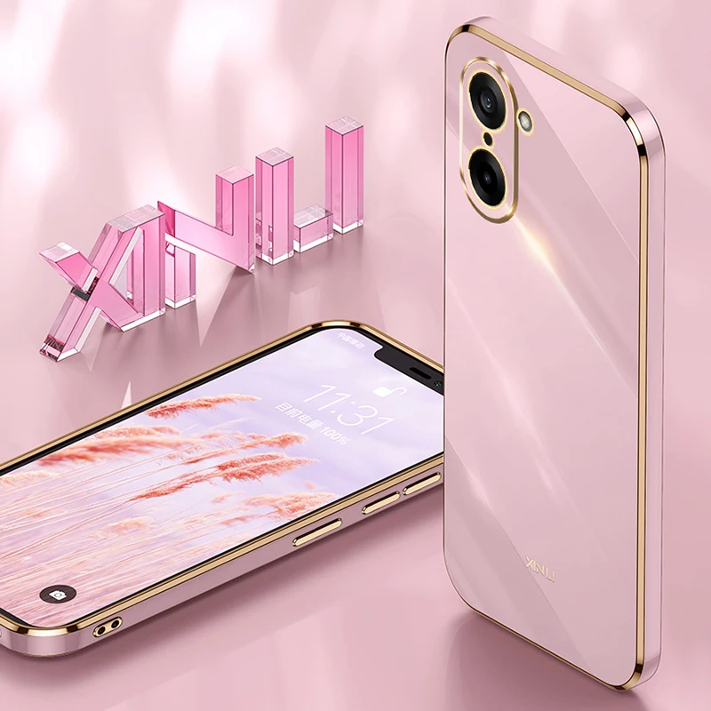 Candy Straight Edge Phone Case for OnePlus Nord CE5 CE 5 5G Original Plating Silicone Glossy Camera Protection Luxury Back Cover