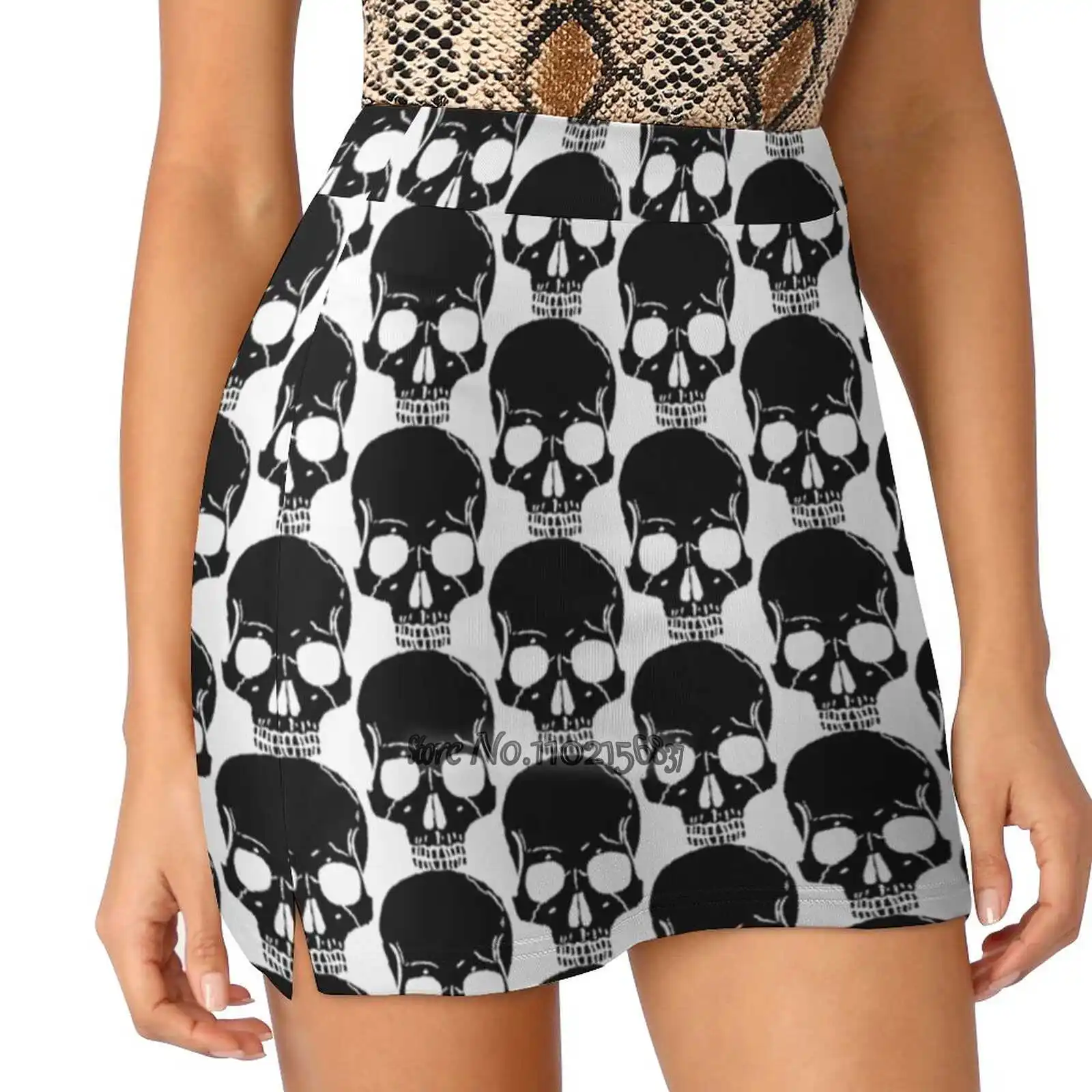 Skull - Day Of The Dead Women Mini Skirt Two Layers With Pocket Skirts Sport Fitness Running Skorts Scull Bones Pirates Day Of