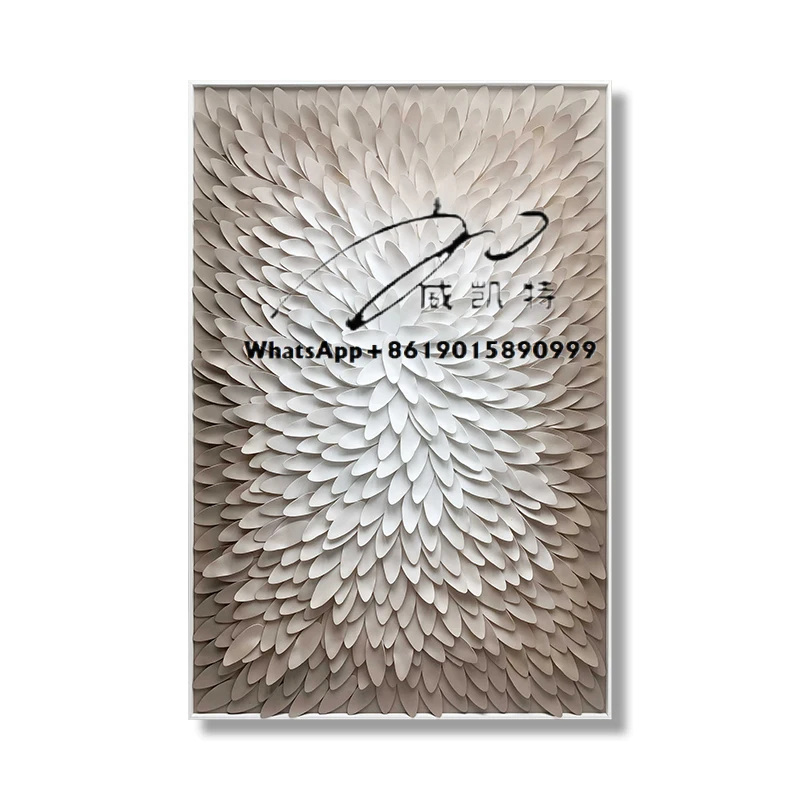 

Custom Large Mixed Media Artwork Abstract Leather Flower Painting and Wall Art 3D Framed Modern Room Pictures