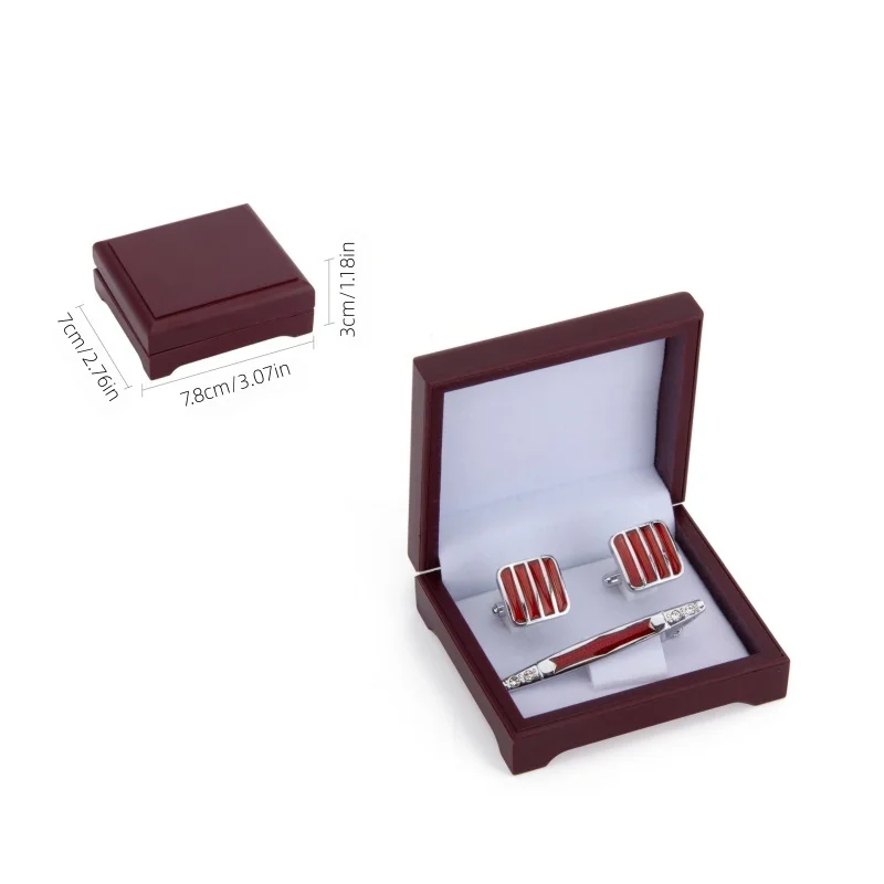 Cufflinks Tie Clip Gift Box Red Brown Plastic Jewelry Storage Case for Men Shirt Cuff Links Necktie Clips Packaging Box