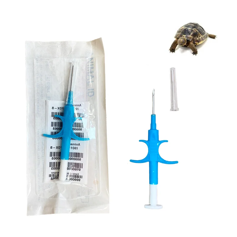 100pcs injection microchip ICAR 1.25x7mm Nano chip Parylene coating 134.2khz RFID glass tag with injector for animal tortoise