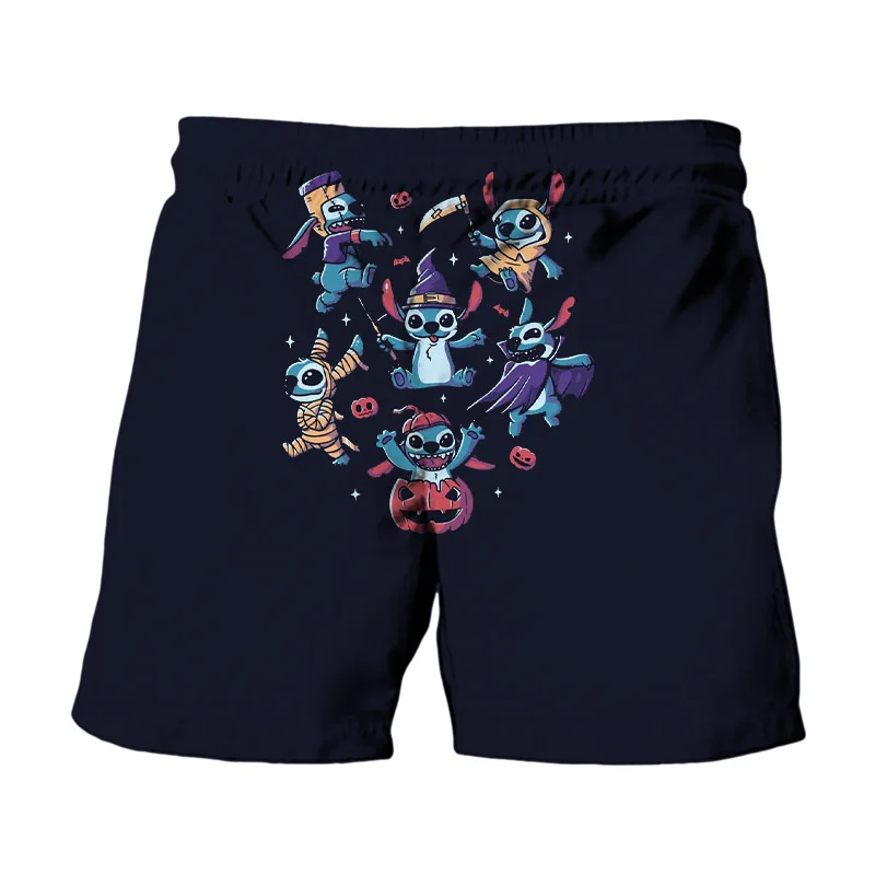 Disney Brand Stitch And Mickey Minnie Print Summer Men\'s Swimwear Beach Club Y2K Halloween Collection Fashion Casual Shorts 2024