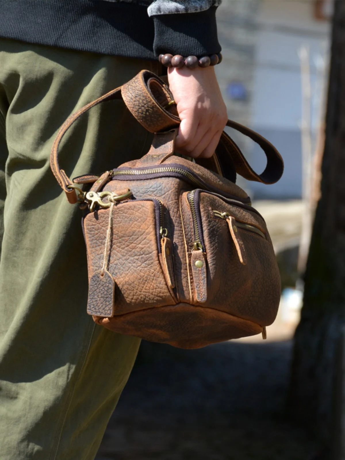 

vintage handmade crazy horse cowhide men's shoulder bag outdoor casual luxury natural genuine leather teens small crossbody bag