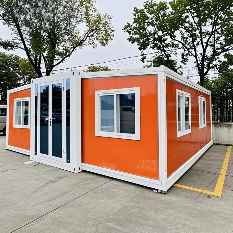 20ft أجنحة مزدوجة الجاهزة الحاويات الجاهزة منزل عازلة للصوت توسيع المقصورة مع لودج الصيد المحمولة دائم